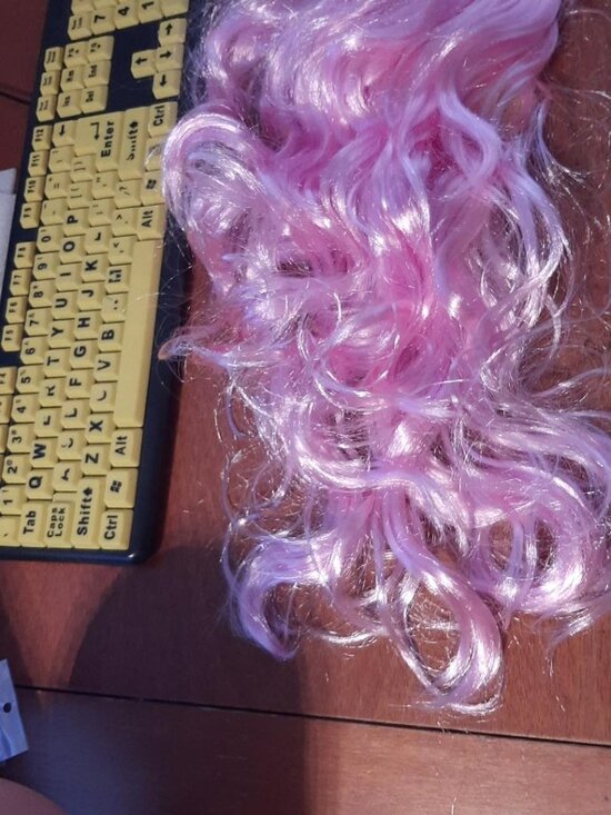 NEW  ! Curly Wig Long 20 Inch Light Pink main image 4